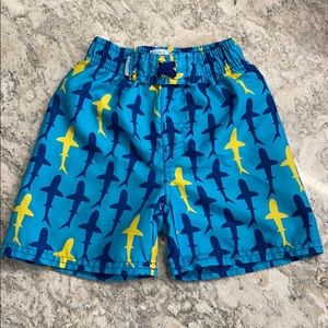 Kids Blue and Yellow Shark Swim Trunks